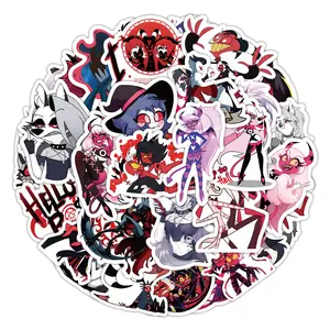 50 Sheets Edgy Anime Design Helluva Boss Sticker Set - Anti-Hero Character Decals for Motorcycle Helmets, Motorcycle Decoration & Music Festival DIY Funny Stickers