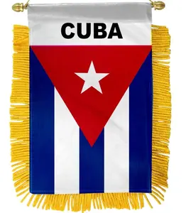 Cuba Mini Banner - Plastic Double-Sided Hanging Hanger Glass Window Flags, Home & Festive Party Supplies Backdrop Decoration