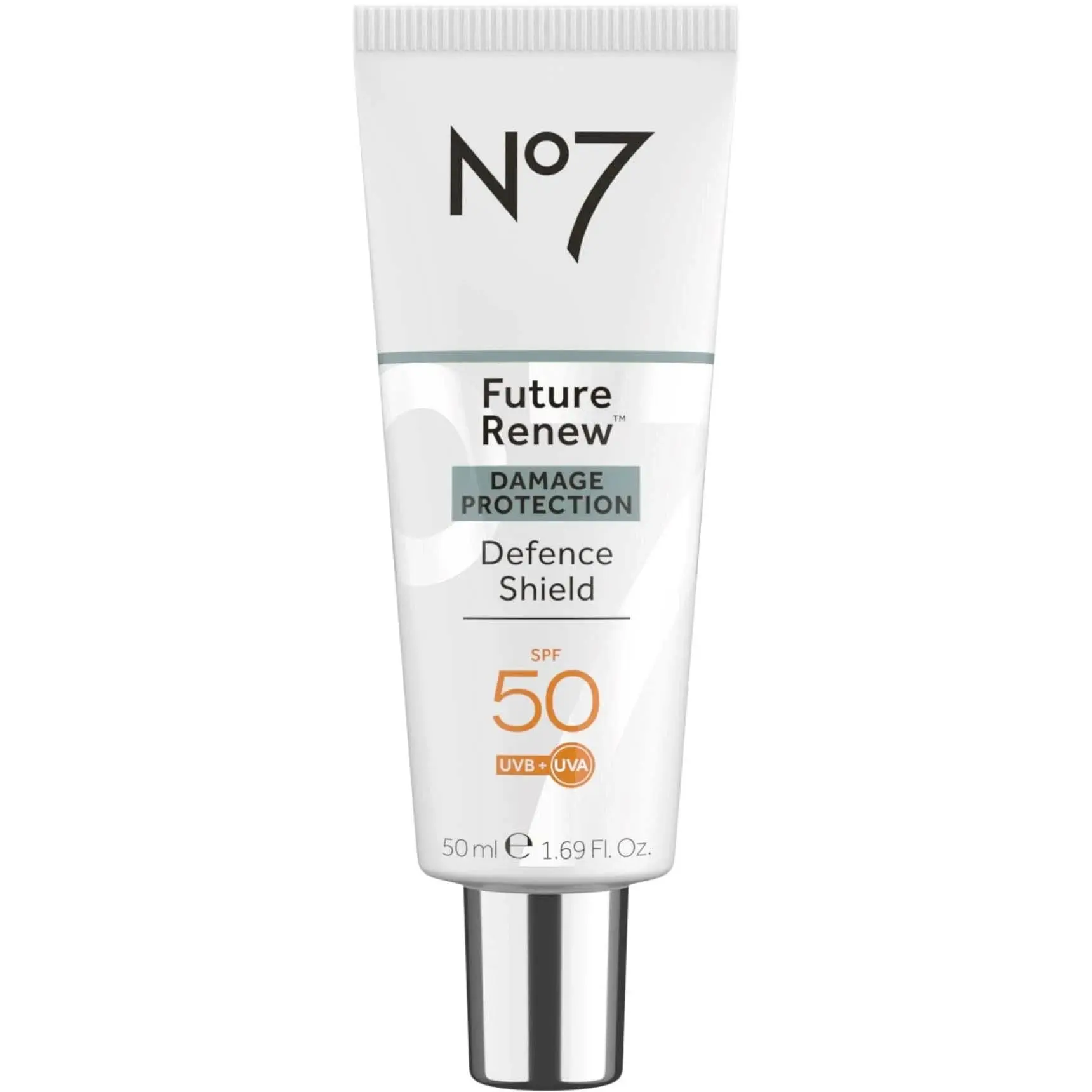No7 Future Renew Defense Shield - Oil Free Facial Moisturizer & Sunscreen for Face with SPF 50 - Invisible & Lightweight Face Lotion with Peptides & UV Protection (1.69 fl oz)