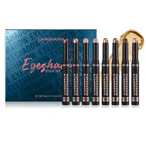 8-Color Waterproof Eyeshadow Stick Set, 8-Count Makeup Compact Long-Lasting High-Pigment Matte Shimmer Eye Shadow Sticks for Women