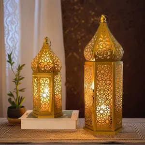 Vintage Iron Lantern Decorative Ornament, Moroccan Style Hollow Out Design, Home Atmosphere Decoration, Universal Setting, Lantern Candle Holder, Home Goods, Home Accessories