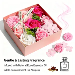 Artificial Flower Gift Box with Realistic Roses Peonies and Eucalyptus – Elegant Pink & White Silk Floral Arrangement in Decorative Keepsake Box for Birthday, Wedding, Anniversary, Mother's Day or Home Décor