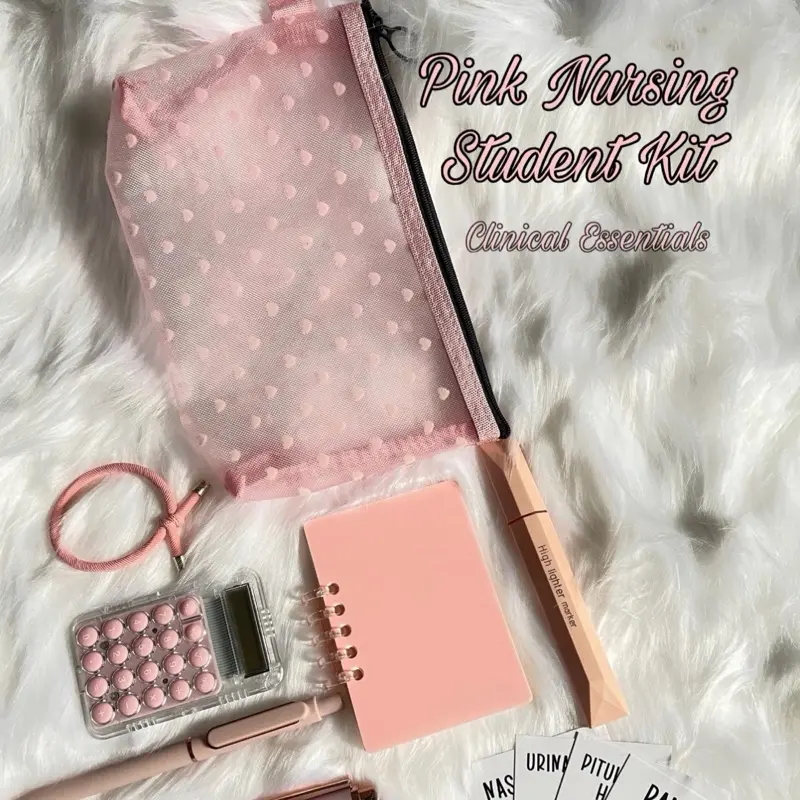 Pink Nursing Student Kit | Clinical Essentials Pouch, Pen, Calculator, Highlighter