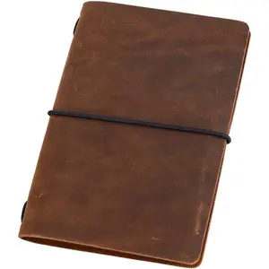 Pocket Travelers Notebook, Refillable Leather Travel Journal for Men & Women, Notebook Cover for Field Notes, Moleskine Small 3.5 x 5.5 Inches, Brown