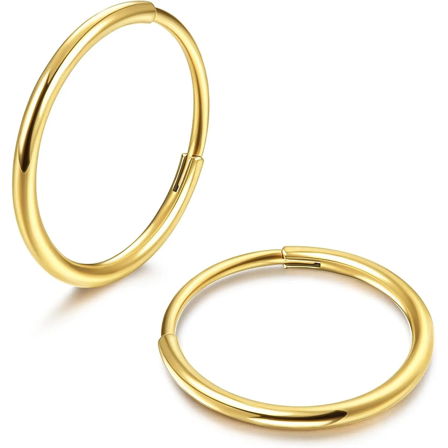 CASSIECA Titanium Hinged Huggie Hoop Earrings - Hypoallergenic Jewelry, Unisex Lightweight Small Hoops for Daily Wear, Cartilage Helix Sleeper Piercing Styles
