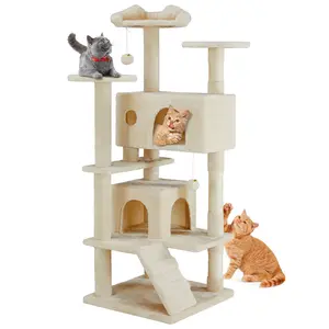 54-Inch Cat Tree Tower – Multi-Level with Sisal Scratching Post, Perfect Pet Gift, Indoor Condo with Climbing Ladder, Plush Toy, and More Animal Stuff