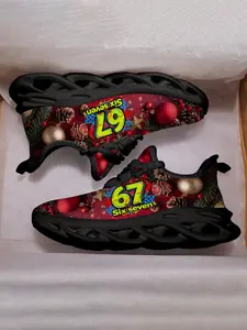 Christmas Limited Edition Number 67 Trendy Shoes, Ball Pinecone Decor, Unisex Kids Casual Sports Sneakers, Casual Jogging Shoes, Sports Training Shoes