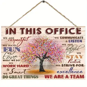 Colorful Tree Motivational Wall Art Wooden Sign, Office Teamwork Hanging Decoration, Home Inspirational Plaque, Office Decorative Wood Signage, Interior Wall Decor, Room Decor Inspirational