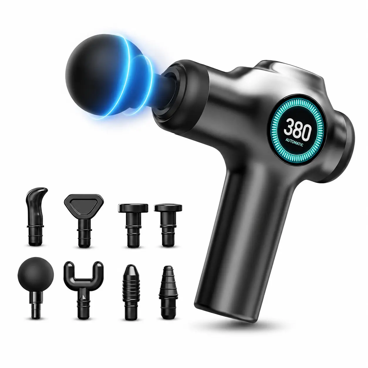 Deep Tissue Massage Gun with 99 Speed Levels and 8 Massage Heads, Rechargeable Percussion Massager with Digital Display and Button Controls, Low-Noise Motor and Portable Handheld Design for Back, Shoulders, Arms, Thighs, Calves and Post-Workout Use Gift