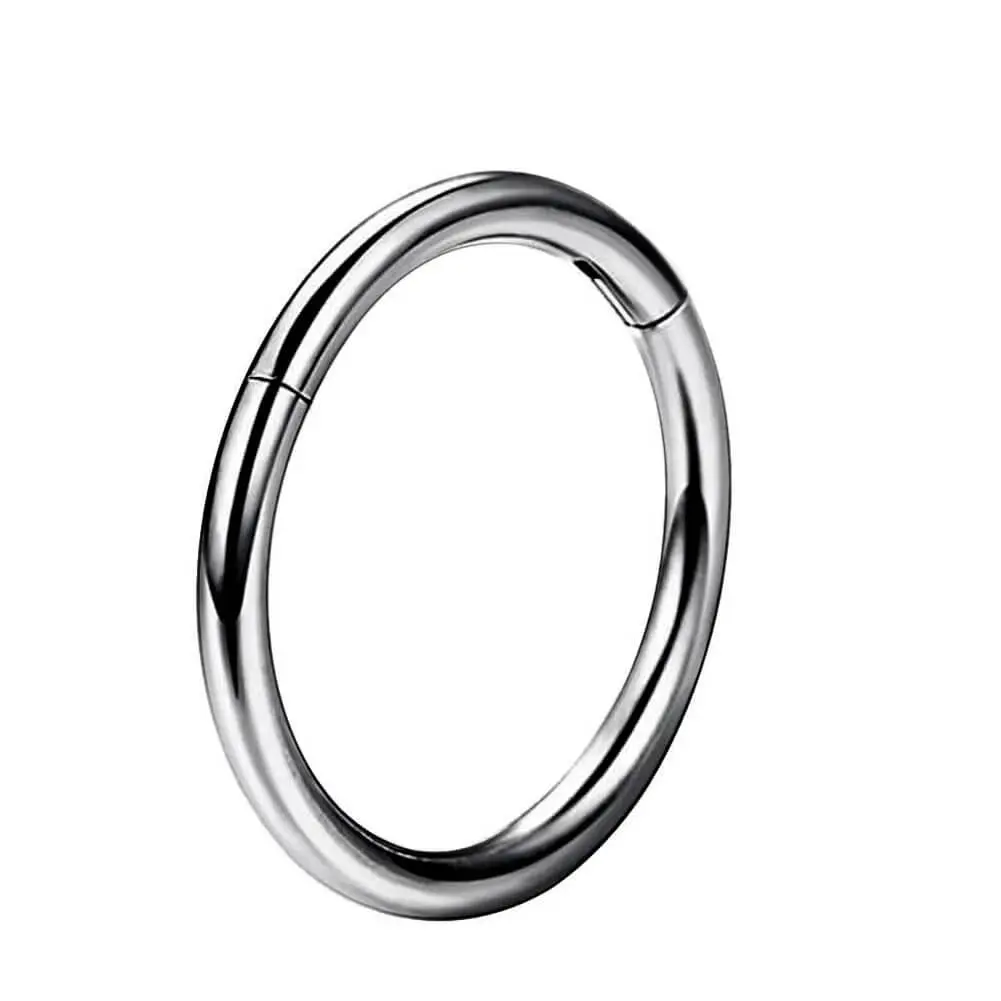 OUFER BODY JEWELRY 16G Hinged Segment Ring, Minimalist 316L Stainless Steel Hoop for Septum, Cartilage, Helix & Nose Piercing, Hinged Nose Hoop