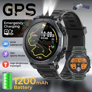 A newly upgraded outdoor GPS sports smartwatch! Equipped with a 1200mAh high-capacity battery, 1ATM waterproofing, a flashlight, and supports reverse charging of mobile phones, it's a practical wearable device for outdoor camping.