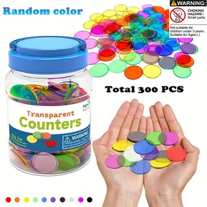 Roylanz 300pcs Translucent Pattern Blocks Counters Toys, 10 Color Tangram Puzzles Games, Math Manipulatives, Math Learning Tools, Math Teaching Aid, Learning Materials, Educational Learning Fun, Home School Supplies