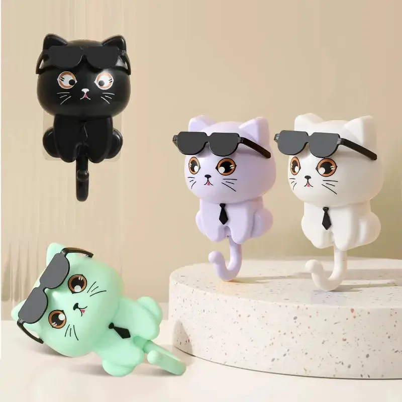 Cartoon Cat Gravity Hooks – Cute Self-Locking Wall Hanger