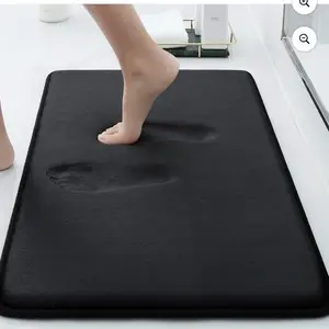 Buganda Memory Foam Bathroom Rugs, Absorbent Non-Slip Bath Mat for Bathroom, Soft Washable Bath Rug, 16"×24", Black