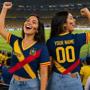 Ecuador Soccer Jersey  Ecuadorian Flag Shirt,Soccer Croptop Jersey, Personalized Football Fan Shirt, 2026 Soccer Festival Tee