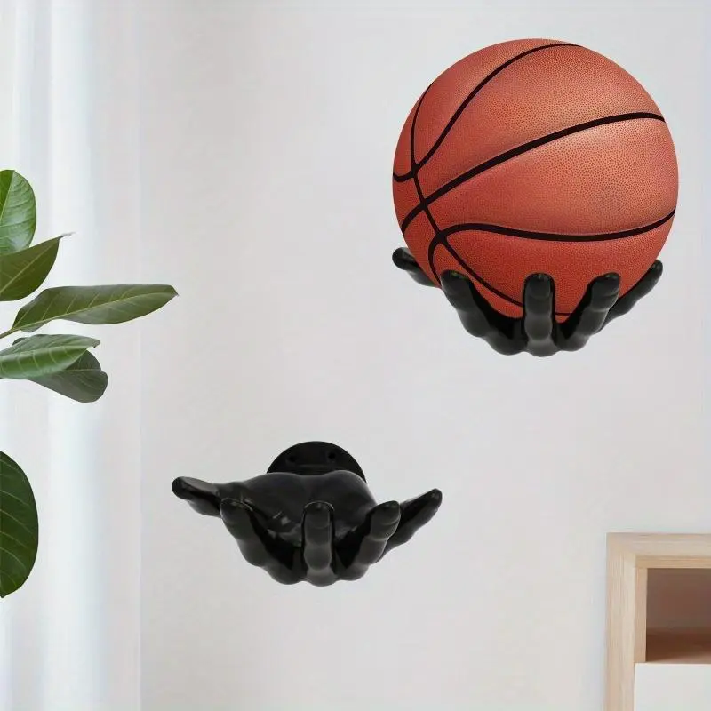 2pcs Hand-Shaped Wall Hooks for Ball, Wall-Mounted Basketball Hangers, Practical Storage for Balls, Creative Display Stand for Sports Decor, Home Organizer Hook, Hangable