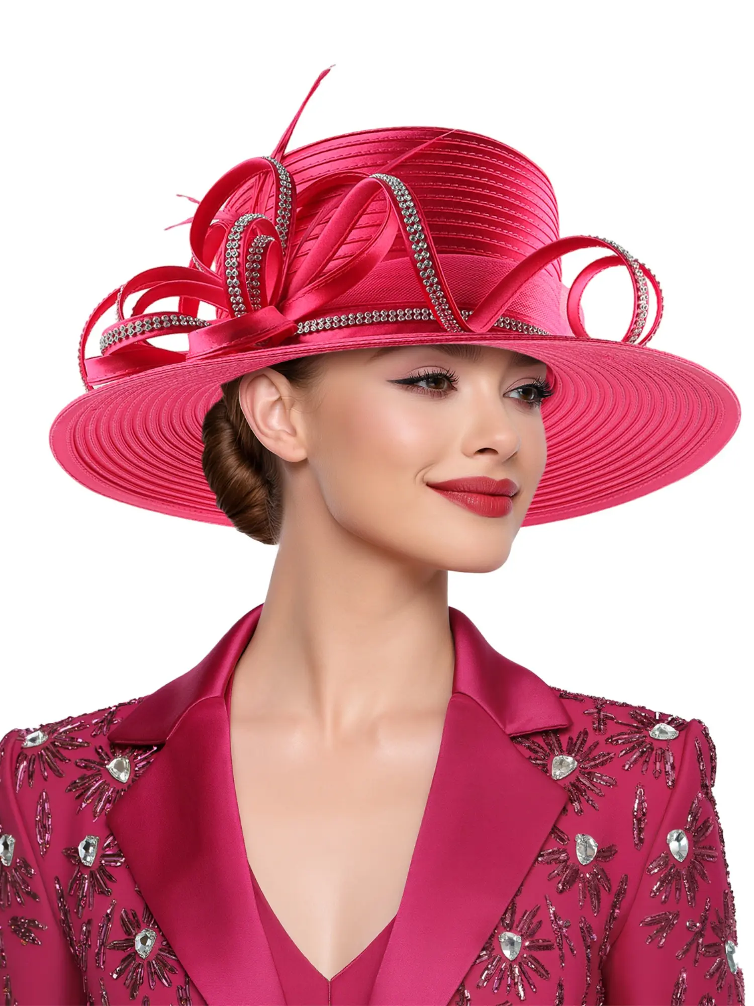 Elegant Lady's Church Hat, Retro Chiffon Rhinestone Delicate Formal Hat, Masquerade Party Tea Party Derby Hat, Bride Wedding Hat, Outdoor Sun Protection Fashion Wide-brimmed Hat, Lightweight Sun Hat, Fashion Hats, Fashionable Hats