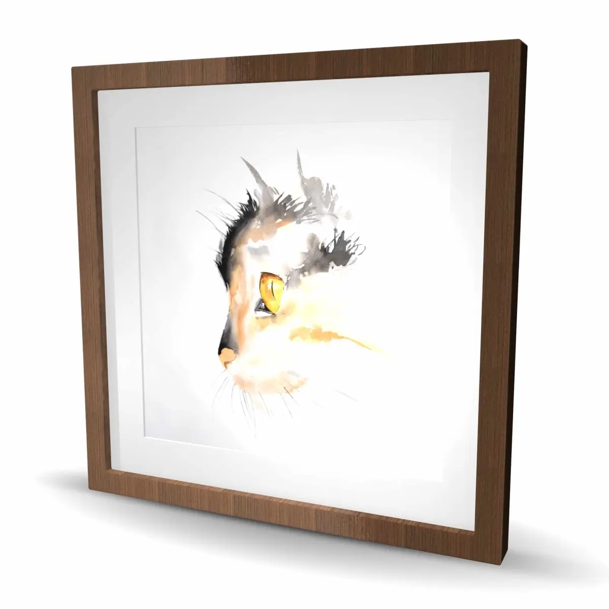 Begin Home Decor C1FM2424UIAN4B 24 x 24 in. Watercolor Cat Face Profile Print Wall Art - Orange Framed Decor