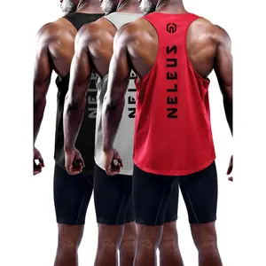 NELEUS Men's 3 Pack Dry Fit Y-Back Muscle Tank Top Fitness Workout Vest Yoga Sports Vest