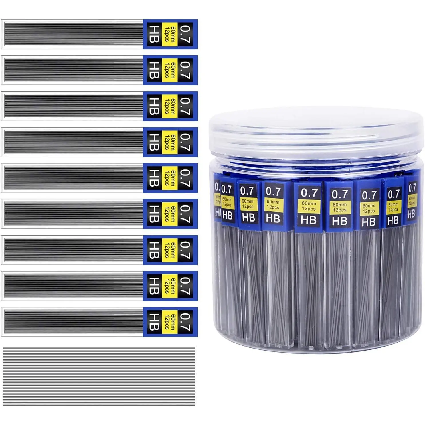 Mechanical Pencil Lead Refills, 0.7mm HB, Break Resistant, 840 Count, 70 Tubes, Compact Packaging