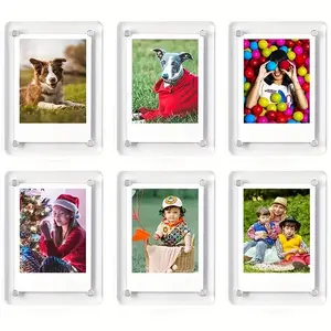 6 Pack Acrylic Fridge Magnetic Frame for Polaroid, 2.36x3.67 In Mini Picture Frames for Fujifilm Instax Mini, Double Sided Photo Refrigerator Magnet Picture Frame Clear Picture Display Frame