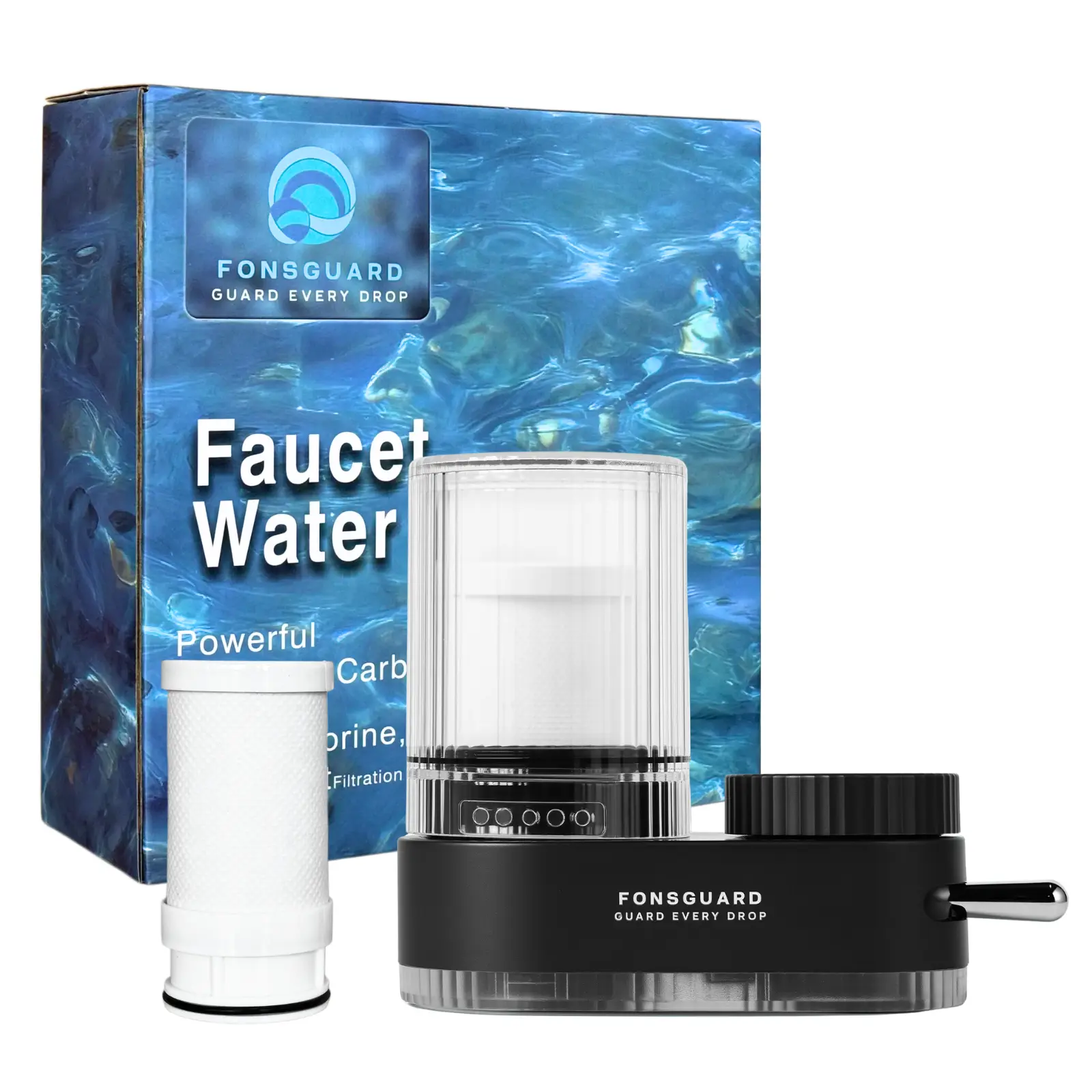 FonsGuard Water Faucet Filter, for Kitchen Sink and Bathroom Sink, for Tap Water, NSF Certified, High Efficiency Removes 99% Chlorine & Odor, Easy Installation (1 Filter System with 1 Filter)