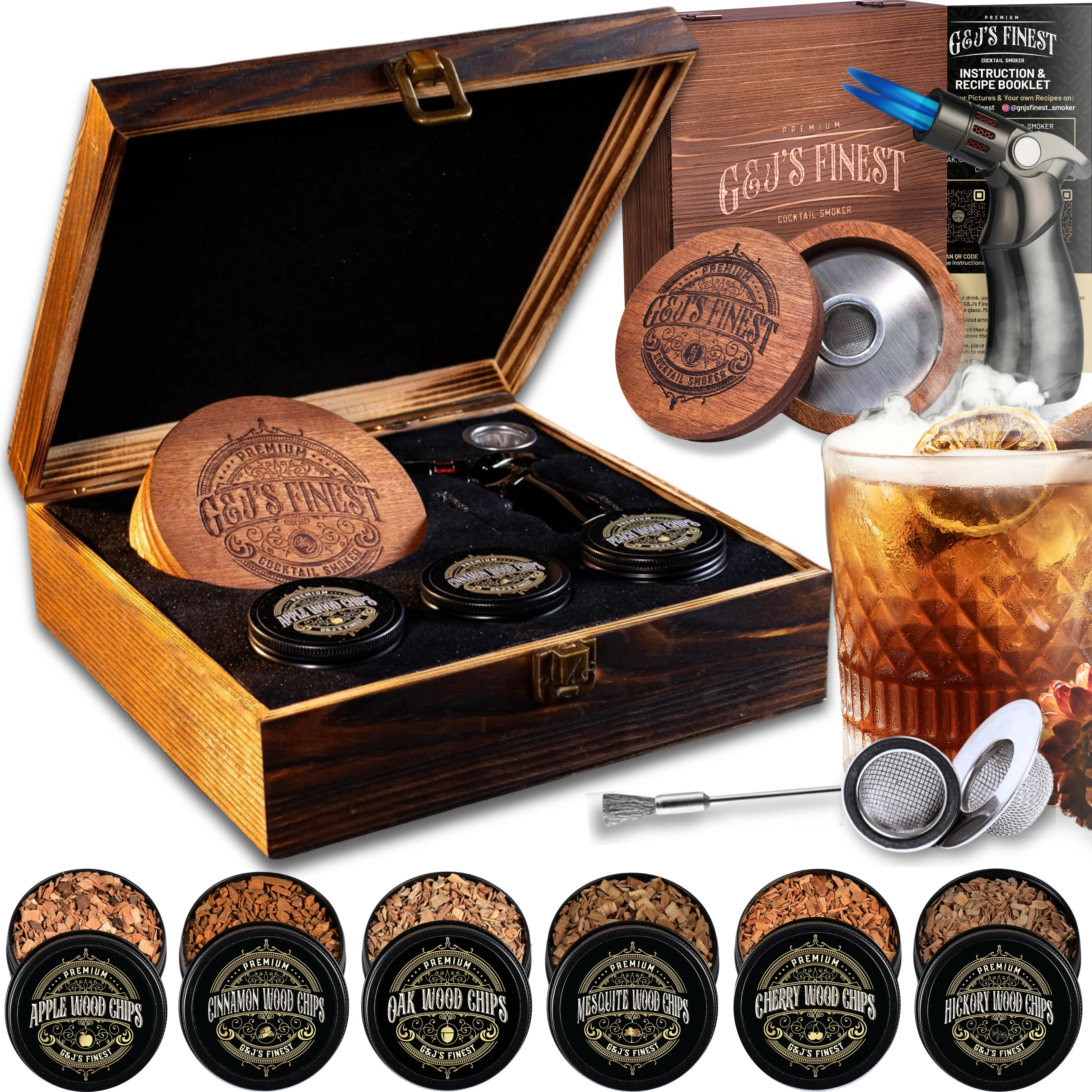 Mahogany Whiskey Smoker Kit w/ Wood Box