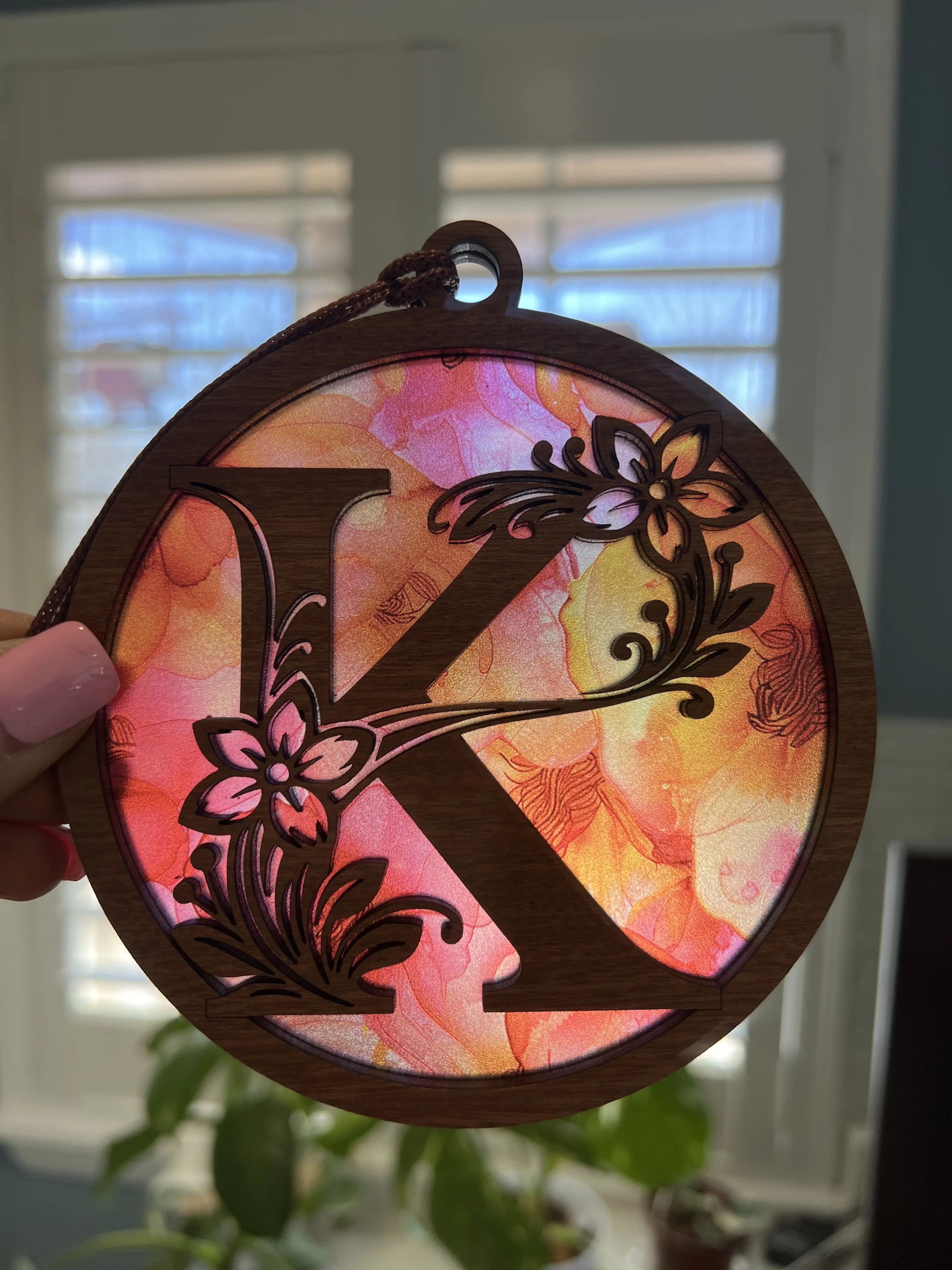 Monogram Letter K Suncatcher for Sunny Window