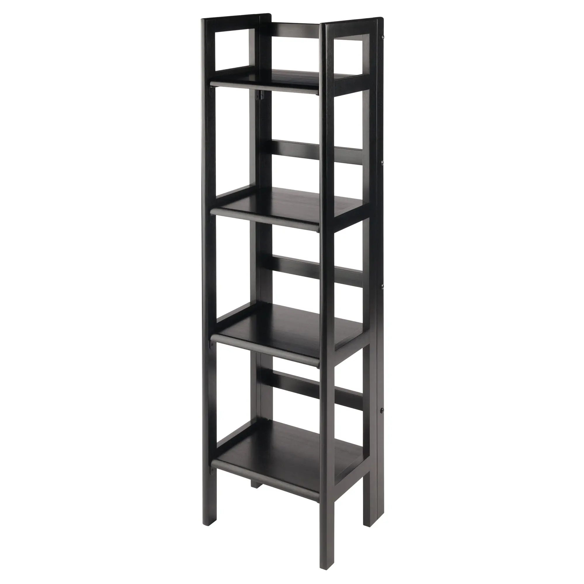 Winsome Terry 4-Tier Foldable Shelf, Narrow, Black, Solid wood