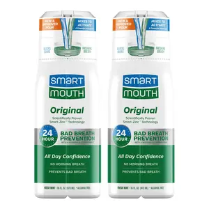 SmartMouth Original Zinc Activated Mouthwash - Instant Fresh Breath Mouthwash - Eliminates Bad Odors and Bad Breath - Alcohol-Free, Sugar-Free, Gluten-Free - Fresh Mint - 16 fl oz (2 Pack)