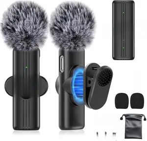Mini Wireless Lavalier Microphone for iPhone iPad Android Phone USB C Bluetooth Mic with Noise Reduction Clip on Omni Lav Mic for Recording Tiktok YouTube Vlog
