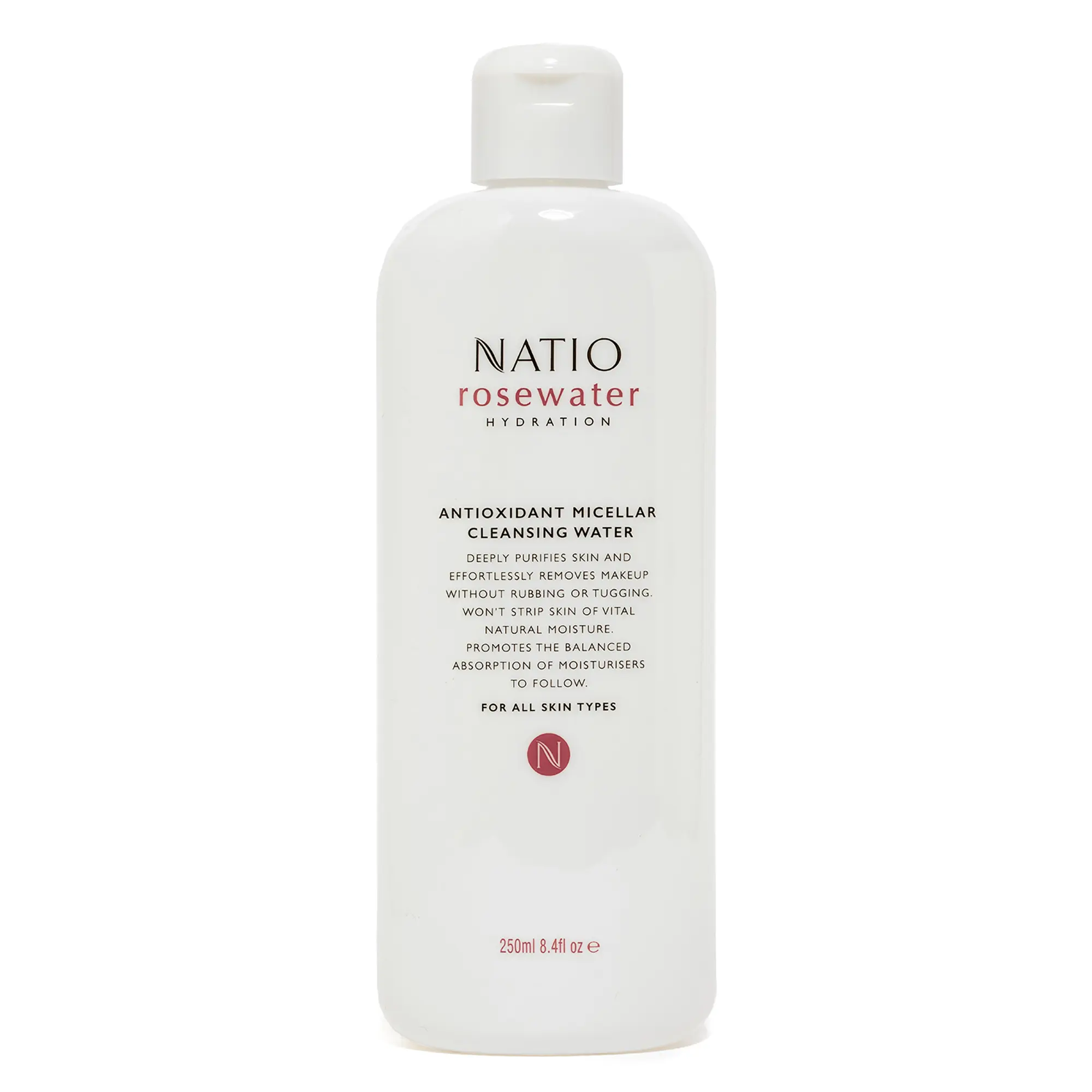Rosewater Antioxidant Micellar Cleansing Water by Natio for Women - 8.4 oz Cleanser
