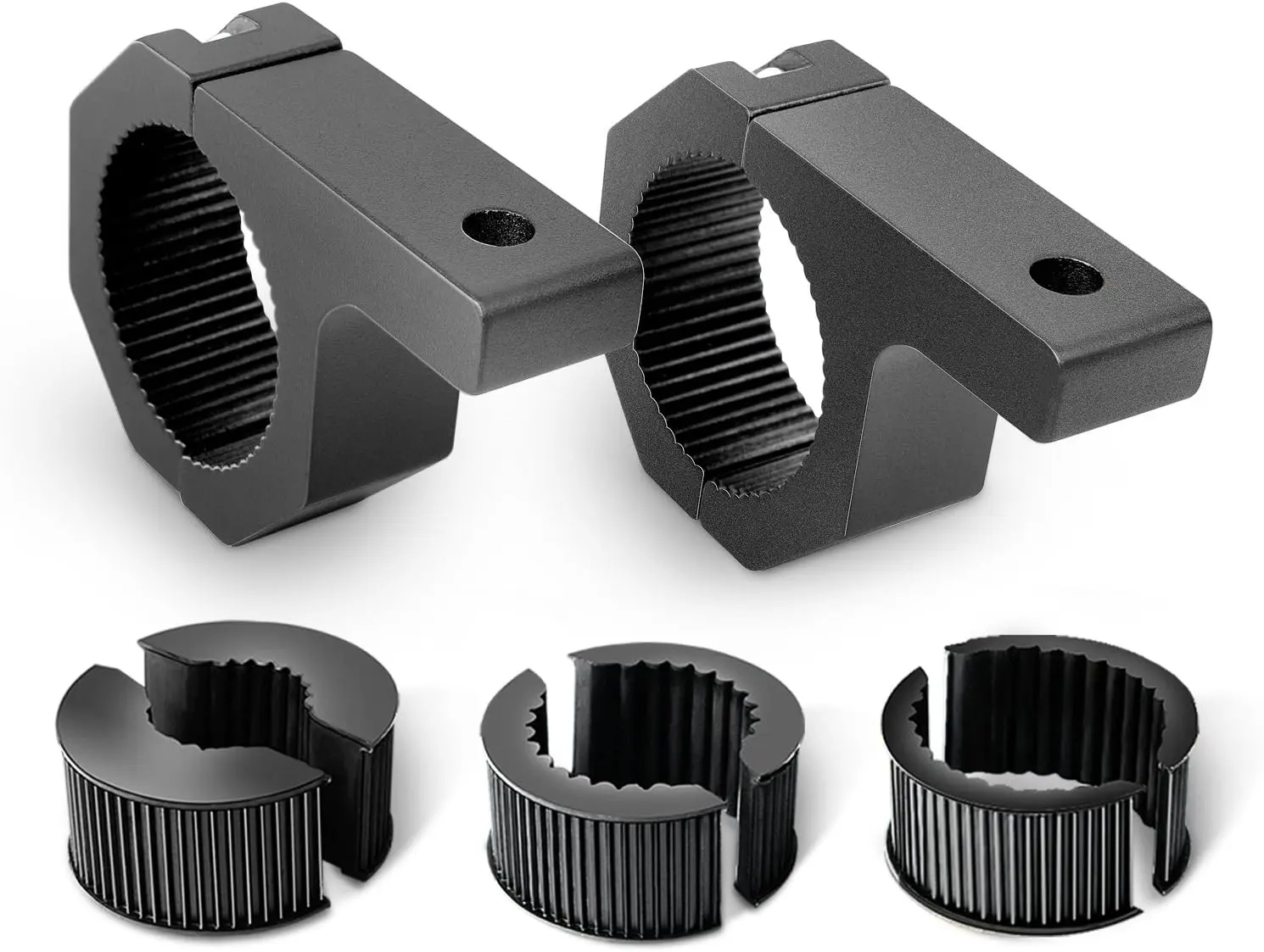 Nilight 2/4/8 Pcs Black Aluminum Alloy LED Off-Road Light Mounting Bracket Kit, Horizontal Bar Tube Clamp Roof Roll Cage Holder with Pre-Drilled Holes, Vibration-Proof, For 1"/1.5"/1.75"/2"Bar And For 2.135"/2.25"/2.375"/2.5”Bar, Led Light Bar, Bull Bar