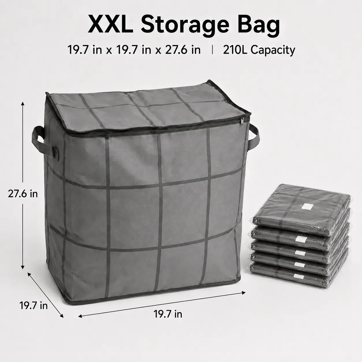 Spacious Moving Storage Bin, Zippered Organizer for Quilts, Bedding & Sweaters, Large Capacity Fabric Bag for Moving Day, Closet & Bedroom Use
