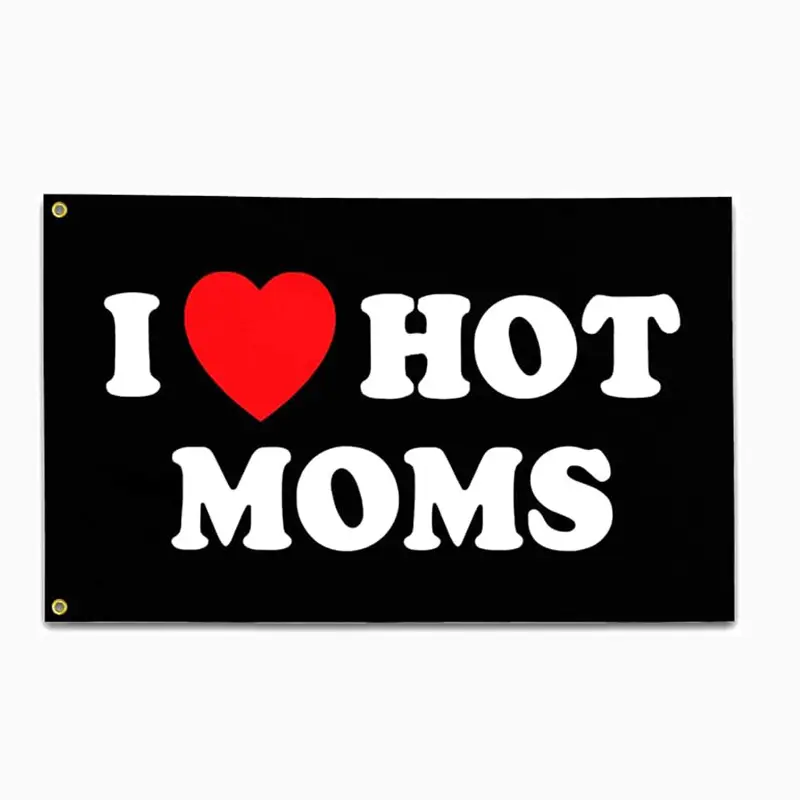 I Love Moms Flag, Fun Decorative Tapestry Wall Hanging, Wall Tapestries for Girls' Room, Bedroom, College Dorm, Mother's Day Birthday Valentine's Gift Banner Decoration, Home Decor Supplies, Decoration Items