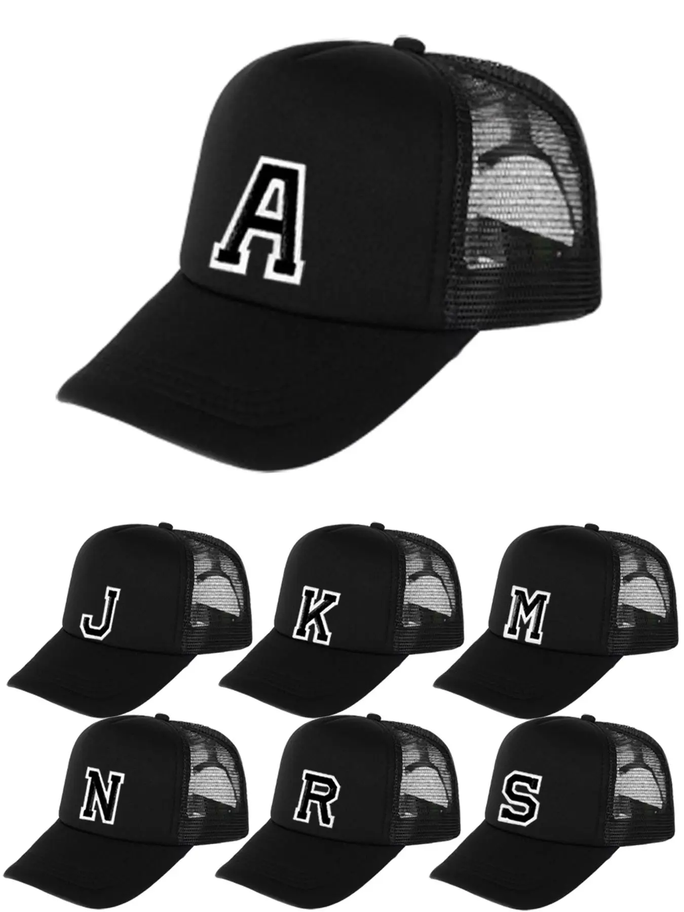 1PC Customized 26 Letters Initials Hat Baseball Cap, Mesh Hat, Breathable Lightweight Design, Adjustable Size Casual Trendy Hat for Outdoor Activities & Daily Wear, Perfect Valentine's Day Gift, Adjustable Snapback Cap, Custom Dad Hat, Customizable Hats