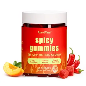 Spicy Gummies Hot Peach Gummies - Sweet & Spicy Chili Sugar Coating - Maca Root & Muira Puama for Energy, Mood & Vitality