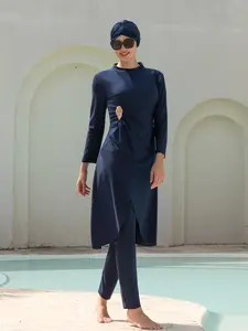 Women's Long Sleeve Swimwear Set, Plain Color Conservative Design, Middle Eastern Style Bikini Suit for Summer Beach Vacation, Modest Bathing Suits, Modest Swimsuits