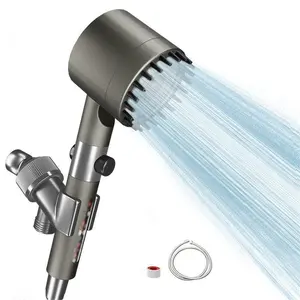 High Pressure Handheld Shower head with Detachable Spray Mode,Replacement Hose/Bracket&Cotton Filters,built-in power wash function for cleaning tubs, tiles and pets, extra-long stainless steel hose,wall and ceiling mounts High Flow Even Water