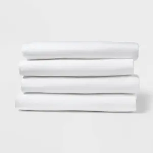 King 4pk Fitted Sheet White - Room Essentials: Recycled Polyester, 170 Thread Count, OEKO-TEX Certified