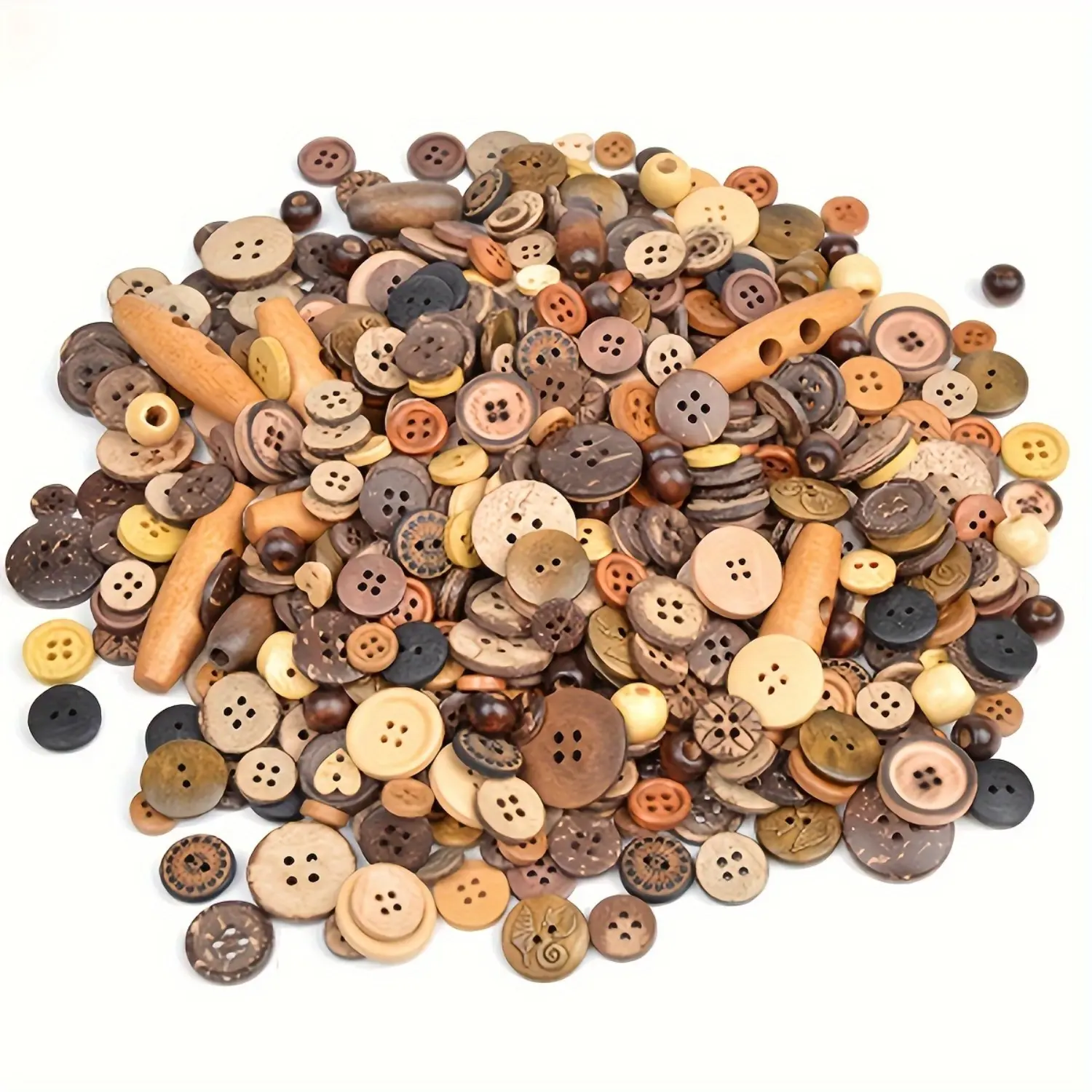 350 Pcs Assorted Sizes Wooden Buttons Button Design Mixed Colors Coconut Shell Wood Handmade Ornament Buttons for Sewing Decorations DIY Arts and Crafts Manual Button Painting Sewing Accessories