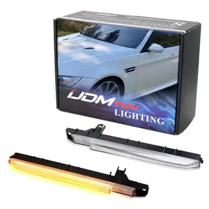 iJDMTOY White/Clear Lens Amber LED Sequential Blink M-Package Fender Vent Grille Side Marker Turn Signal Light Kit For BMW E90 E92 E93 M3