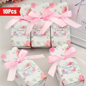 Set of 10 Elegant & Ribbon Gift Boxes for Candy and Thank You Gifts, Perfect for Weddings and Baby Showers, Gift Box Packaging