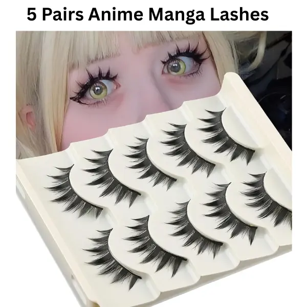 5 Pairs Anime Manga Lashes, 3D Spiky False Eyelashes, Japanese Doll Style Cosplay Lashes, Natural Look Makeup, Halloween Gift