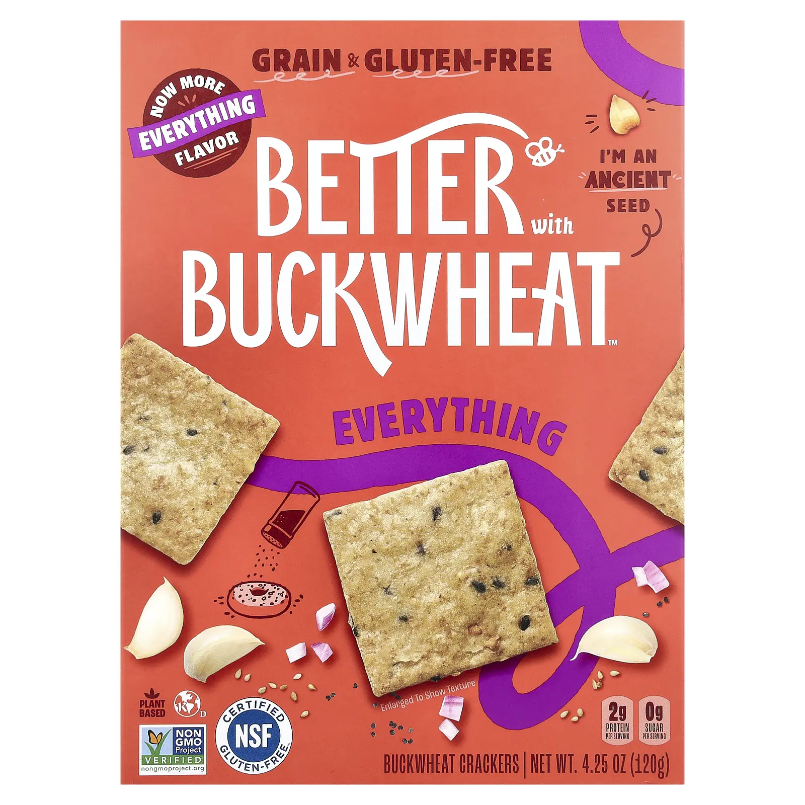 Better with Buckwheat Buckwheat Crackers, Everything, 4.25 oz (120 g)