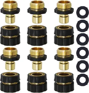 6 Set Quick Connect Hose Fittings for Garden Hose Quick Connector with Gasket, 3/4 Inch GHT Male and Female Attachment Quick Release Water Hose Adapter