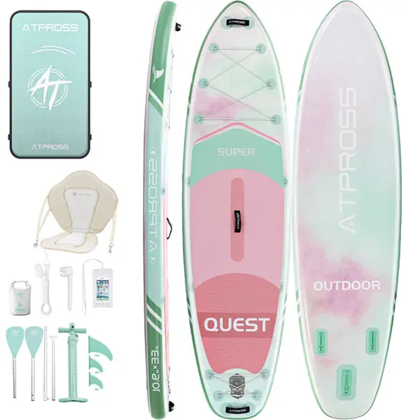 [DealsForYouDays] 10'6"x33" Inflatable Paddleboard for Adults, Extra Wide with Anti-Slip EVA Deck & Detachable Seat, Complete Kit for Fishing, Yoga & Camping, Inflatable Paddle Board, Kayak, Golden Ratio, Waterproof Bag Design, 600D Oxford Backpack, Blow,