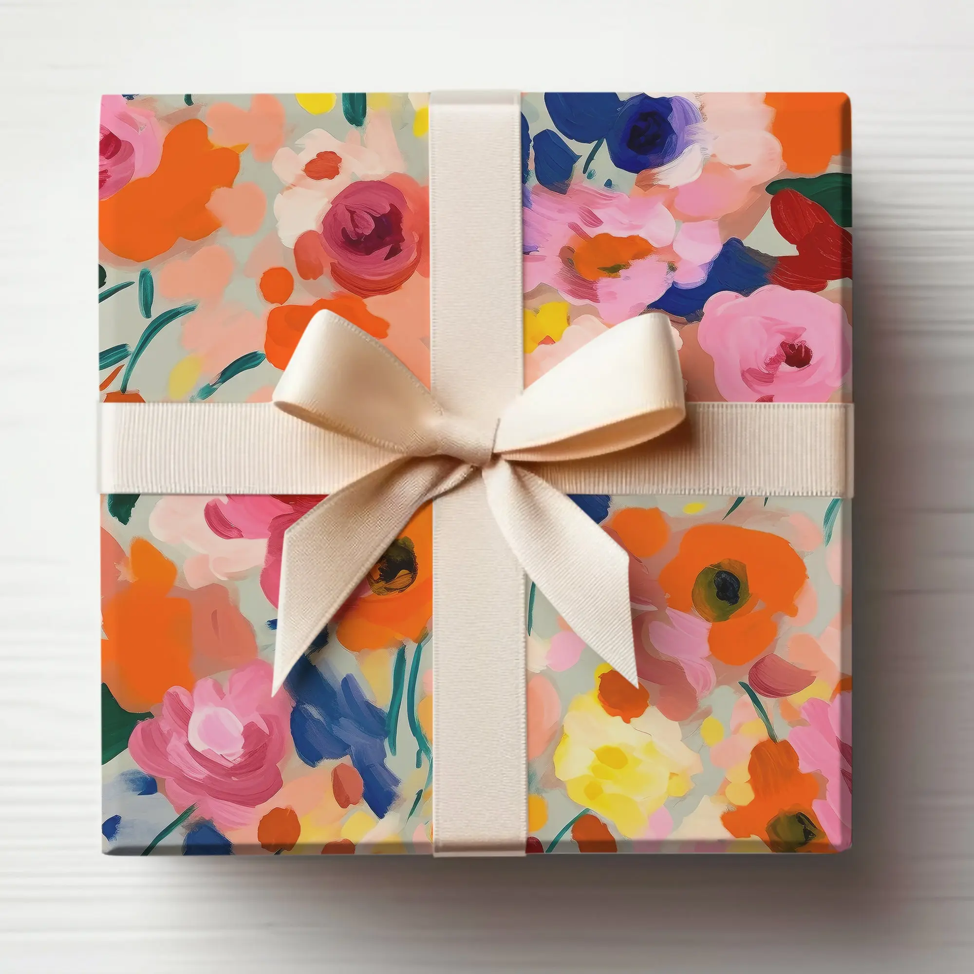 Cute Wrapping Paper Girly Painted Floral Wrapping Paper, Colorful Wrapping Paper Roll, Unique Wrapping Paper for Girl Birthday,
