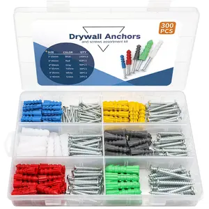 Swiilpo Drywall Anchors and Screws Kit 300 count, 150 Wall Anchors, 150 Drywall Screws, Including 6 Different Sizes Screws and Anchors, Wall Anchors and Screws for DrywallQuesear