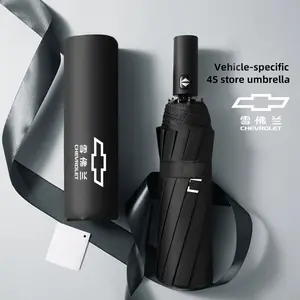 Car Logo Automatic Folding Windproof Sunshade Umbrella Accessories For Chevrolet Camaro Equinox Traverse Montana Silverado TrailBlazer Suburban Malibu Z71 Colorado Cruze Trax Bolt Spark Captiva SS Impala Cobalt Spin